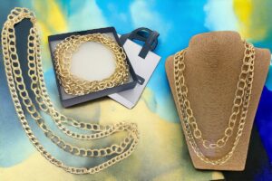 Collana lunga 2 maglie alluminio dorato