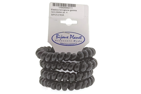 Elastico torciglione gomma nero blister pz. 4