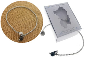 Bracciale maglia acciaio con ciondolo pietra onice e chiusura magnetica