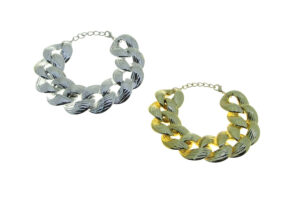Bracciale maglia gioiello in acrilico dorato o argentato