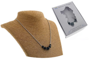 Collana maglia tubolare acciaio con centrale pietra onice mm. 10