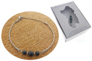 Bracciale tubolare acciaio uomo con centrale 3 pietre onice