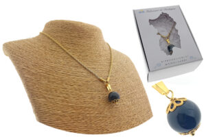Collana maglia torcion in acciaio dorato con ciondolo onice mm. 12