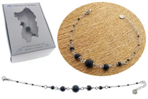 Bracciale acciaio con pietre nere