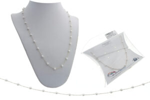 Catenina acciaio dorato e perle 3 mm lunghezza 50 cm.