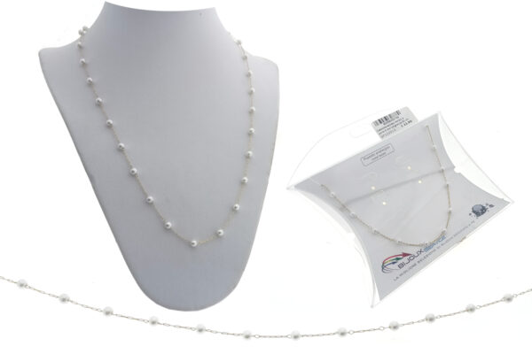 Catenina acciaio dorato e perle 3 mm lunghezza 50 cm.