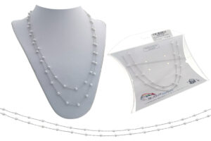 Catenina 2 fili acciaio e perle 3 mm