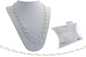 Catenina 2 fili acciaio dorato e perle 3 mm