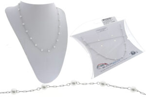 Collarino acciaio e perle 3 mm lunghezza 40 cm