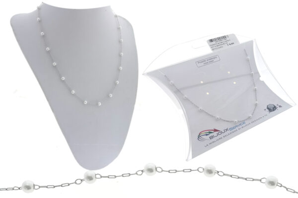 Collarino acciaio e perle 3 mm lunghezza 40 cm