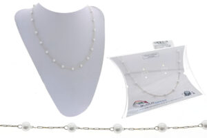 Collarino acciaio dorato e perle 3 mm lunghezza 40 cm