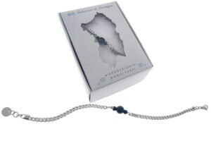 Bracciale uomo in acciaio con maglia quadrata e centrale pietre