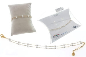 Bracciale 2 fili acciaio dorato con perline 3 mm