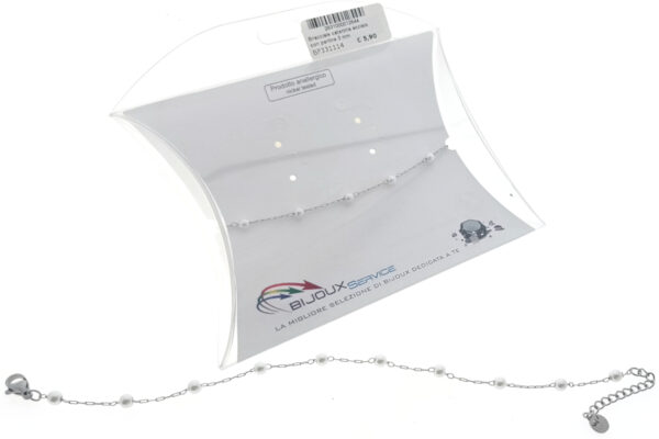 Bracciale catenina acciaio con perline 3 mm