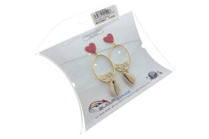 Orecchino cuore smalto con conchiglia pendente