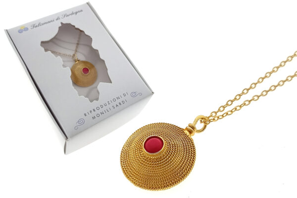 Catenica acciaio ciondolo corbula metallo anticato 21 mm con pietra centrale