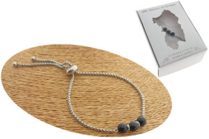 Bracciale autoregolabile in acciaio con pietre onice e rondelle