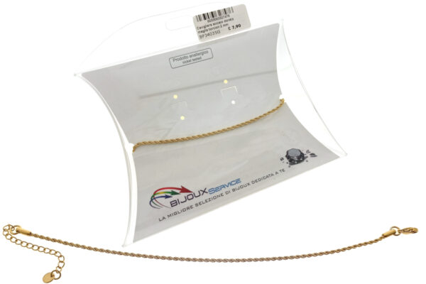 Cavigliera acciaio dorato maglia torcion 2 mm