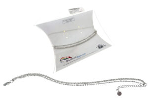 Cavigliera 2 fili acciaio maglia tennis 2 mm e catenina con sfere