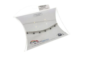 Cavigliera 2 fili acciaio maglia tennis 3 mm e catenina con cristalli neri